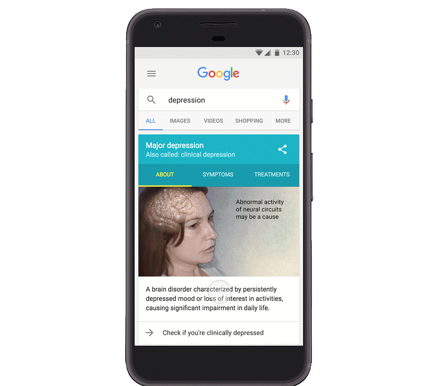 Une recherche Google pourra conduire à un quiz médical pour diagnostiquer la dépression