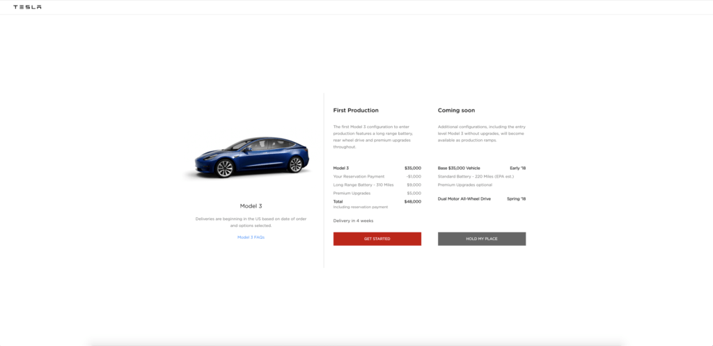 Tesla Model 3 configuration