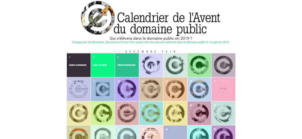 Calendrier de l'Avent 2019 Domaine Public