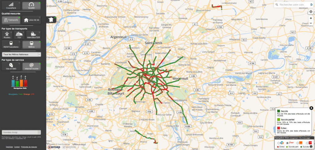 Focus sur le niveau de couverture mobile pour le métro de Paris