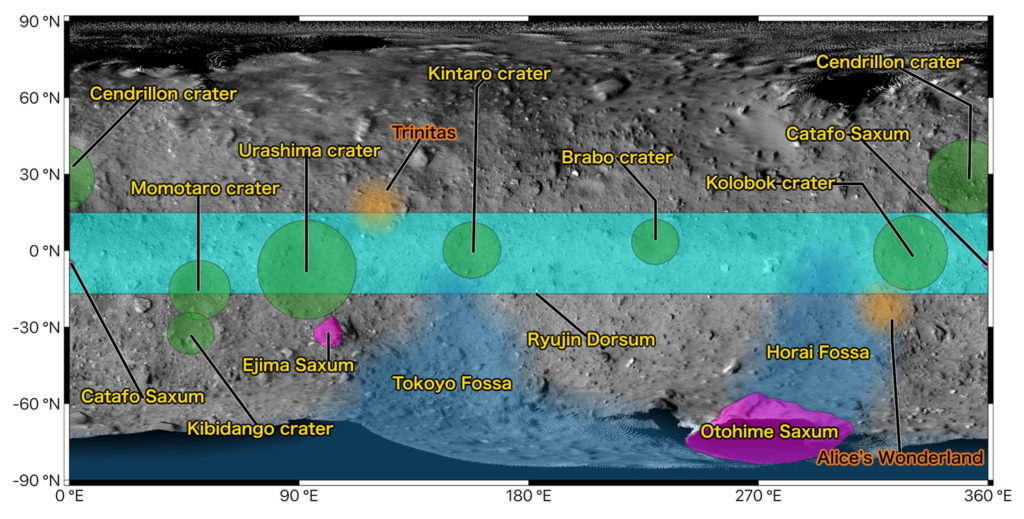 Les sites repérés par la JAXA.