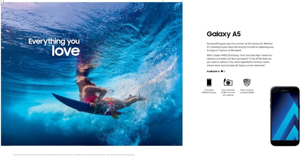 Samsung a survendu l’étanchéité de ses smartphones dans ses pubs