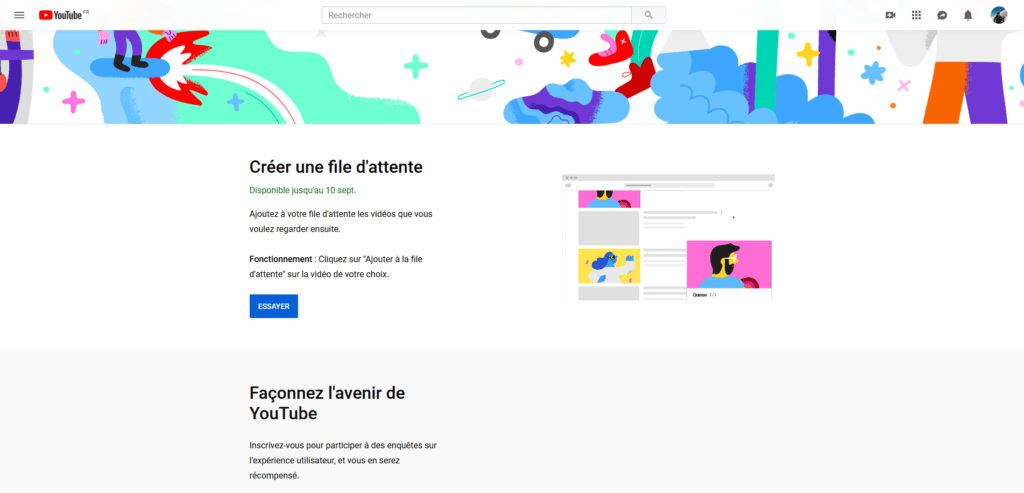 Youtube liste d'attente