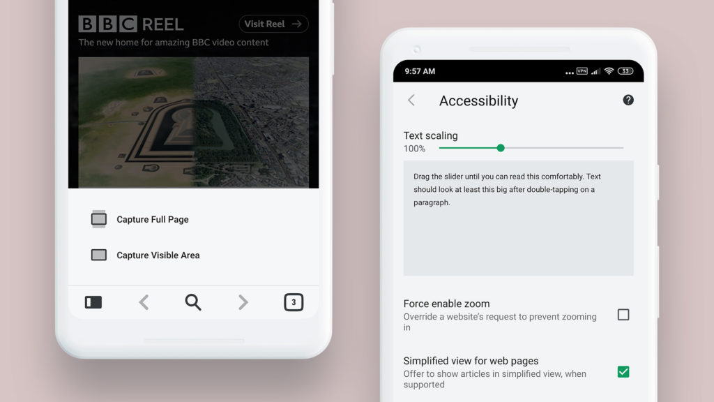 Vivaldi capture et accessibilité