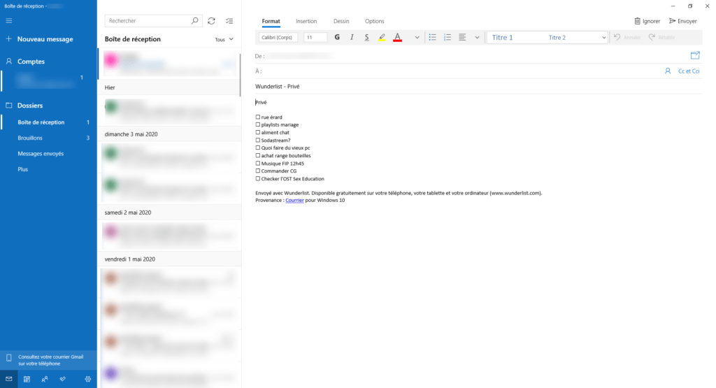 Wunderlist liste mail