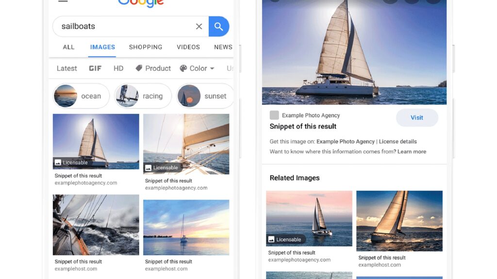 Google Images filtre