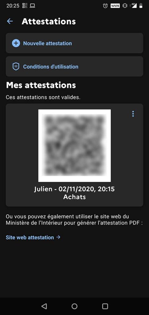 Attestation sortie code QR TousAntiCovid