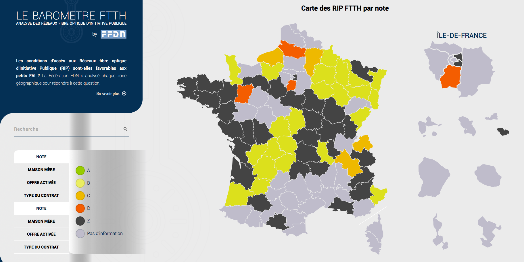 Fibre optique cette carte révèle la situation des petits fournisseurs d'accès à