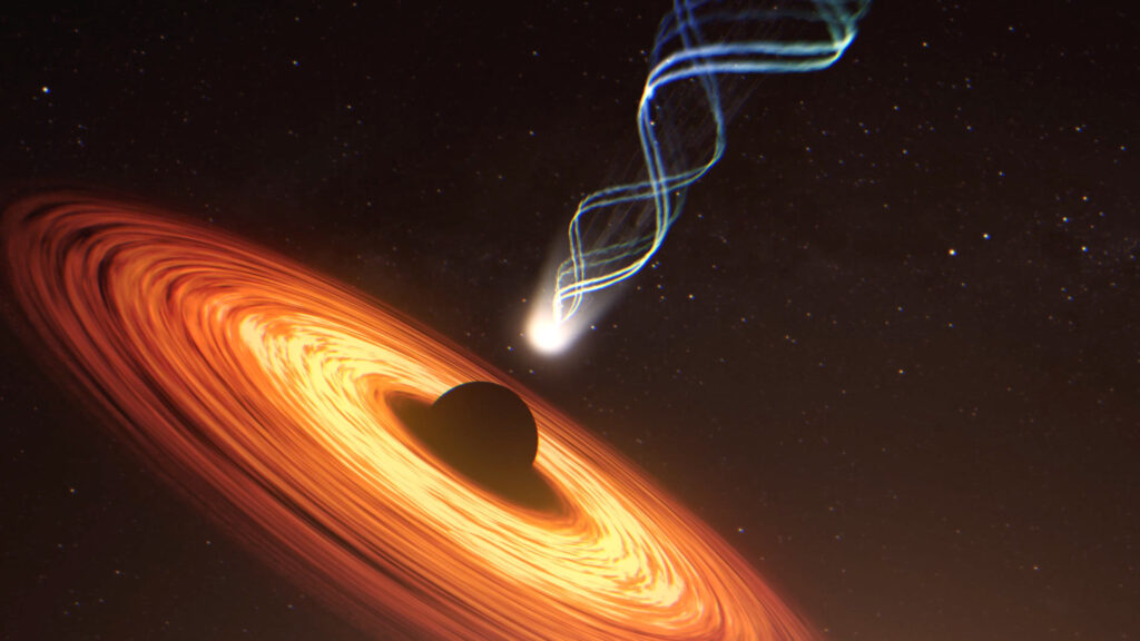 Trou Noir Au Confin Du Savoir Cette toile cosmique piège des galaxies près d'un trou noir
