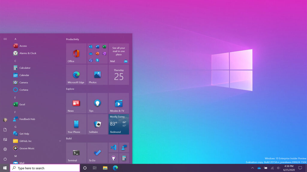 nouveau menu Démarrer Windows 10