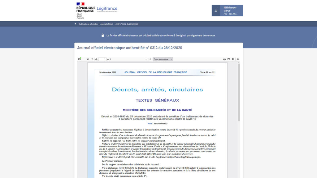 Journal officiel vaccination