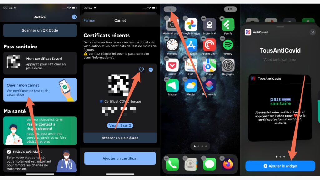 La procédure pour ajouter son pass sanitaire en widget sur iPhone