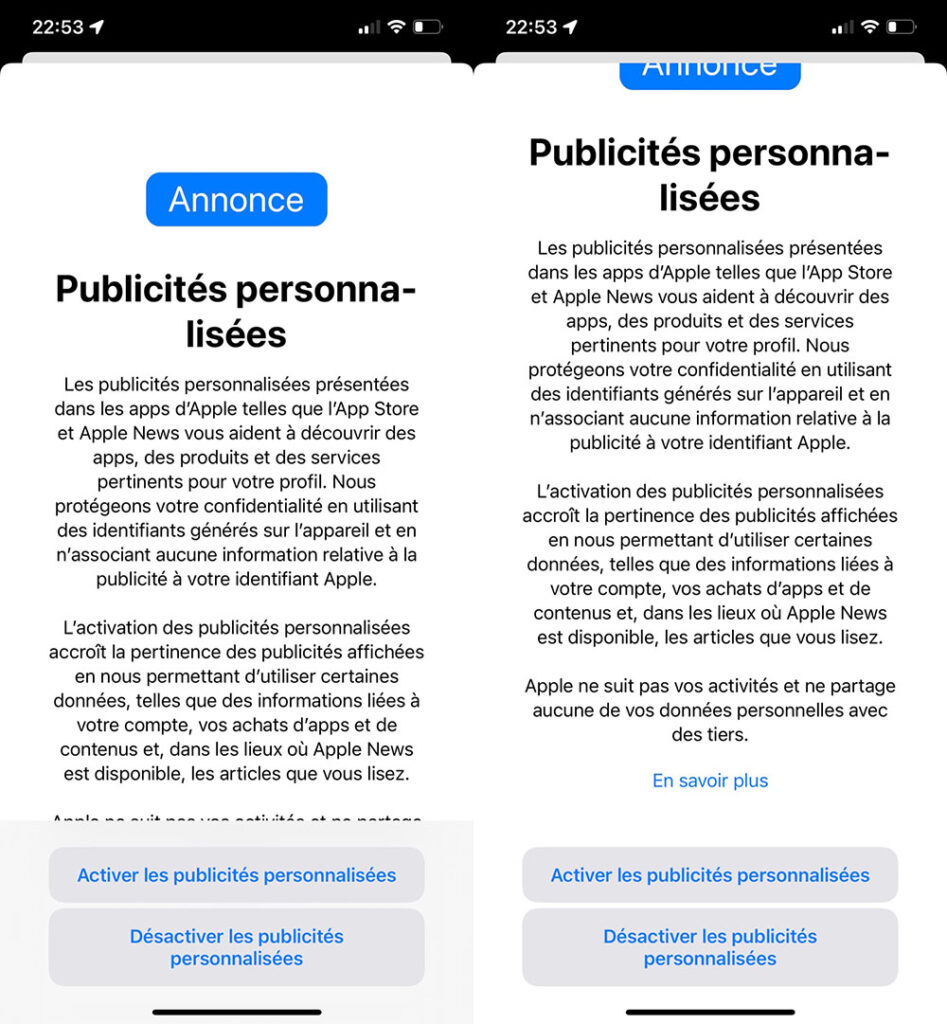 Apple iOS 15 publicité ciblée
