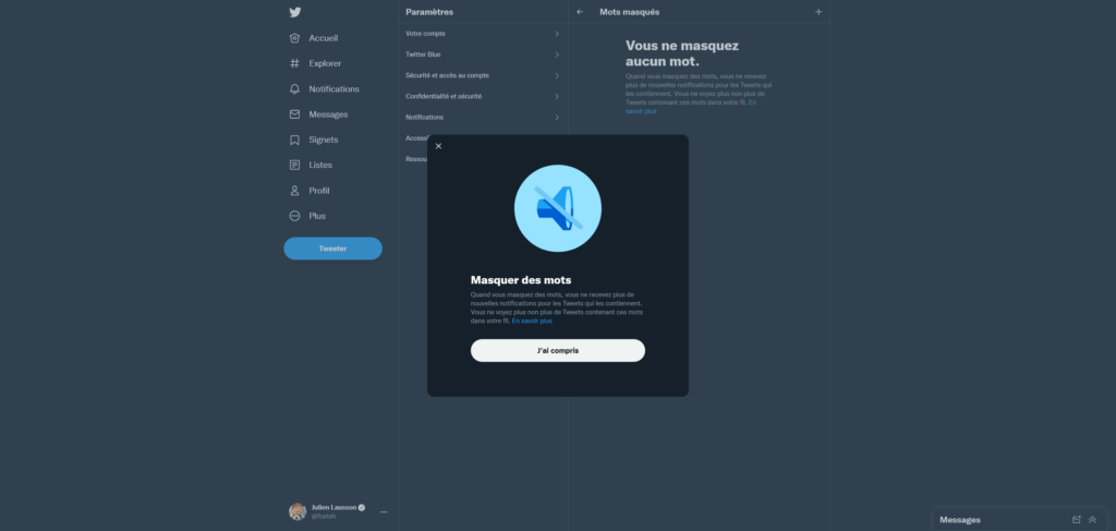 twitter mots masqués