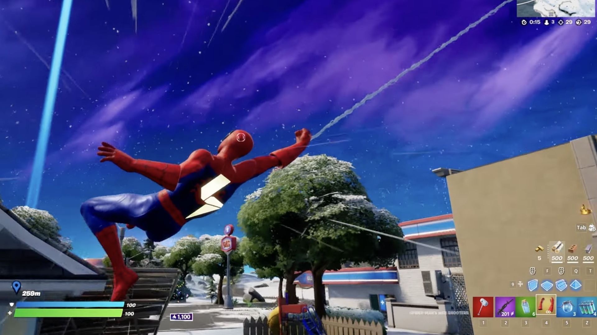 Fortnite Chapitre 3 : Spiderman et son jet de toile impressionnent