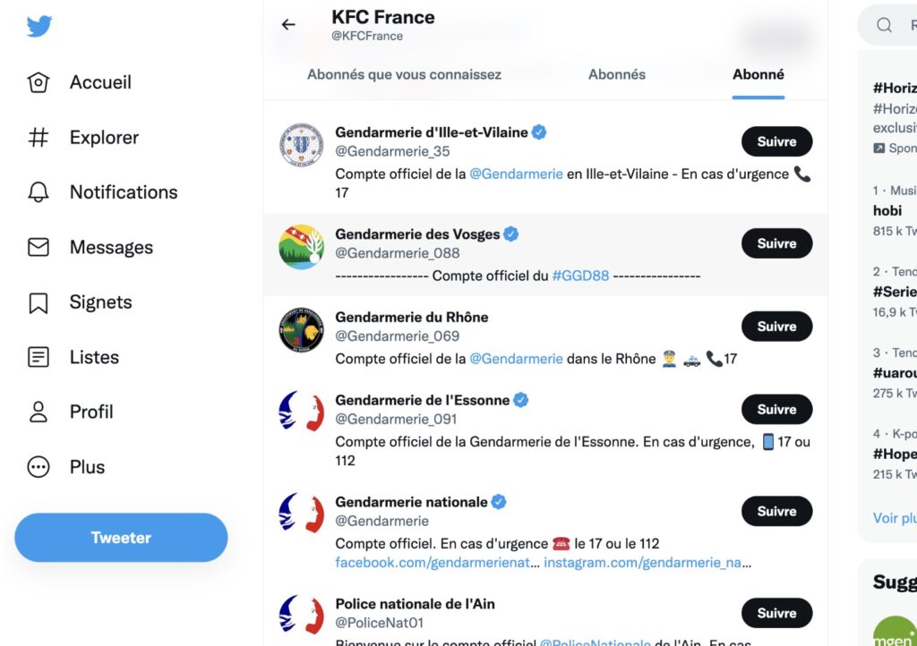 KFC France Twitter poulets