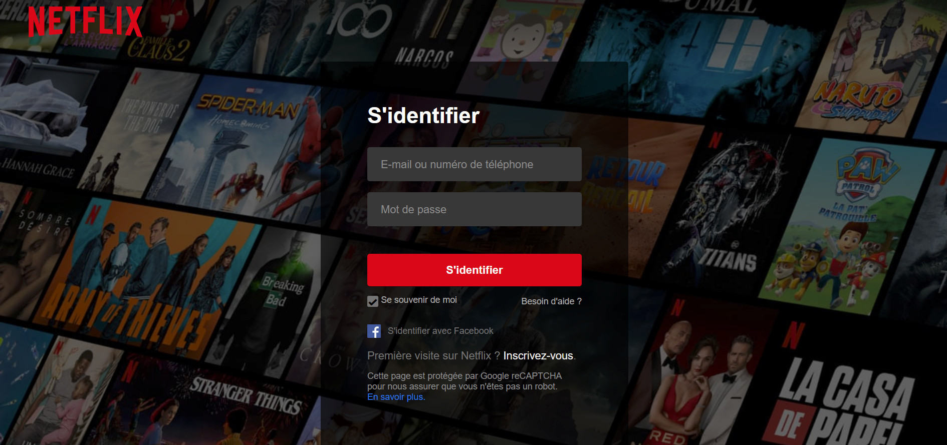 phishing netflix acceuil