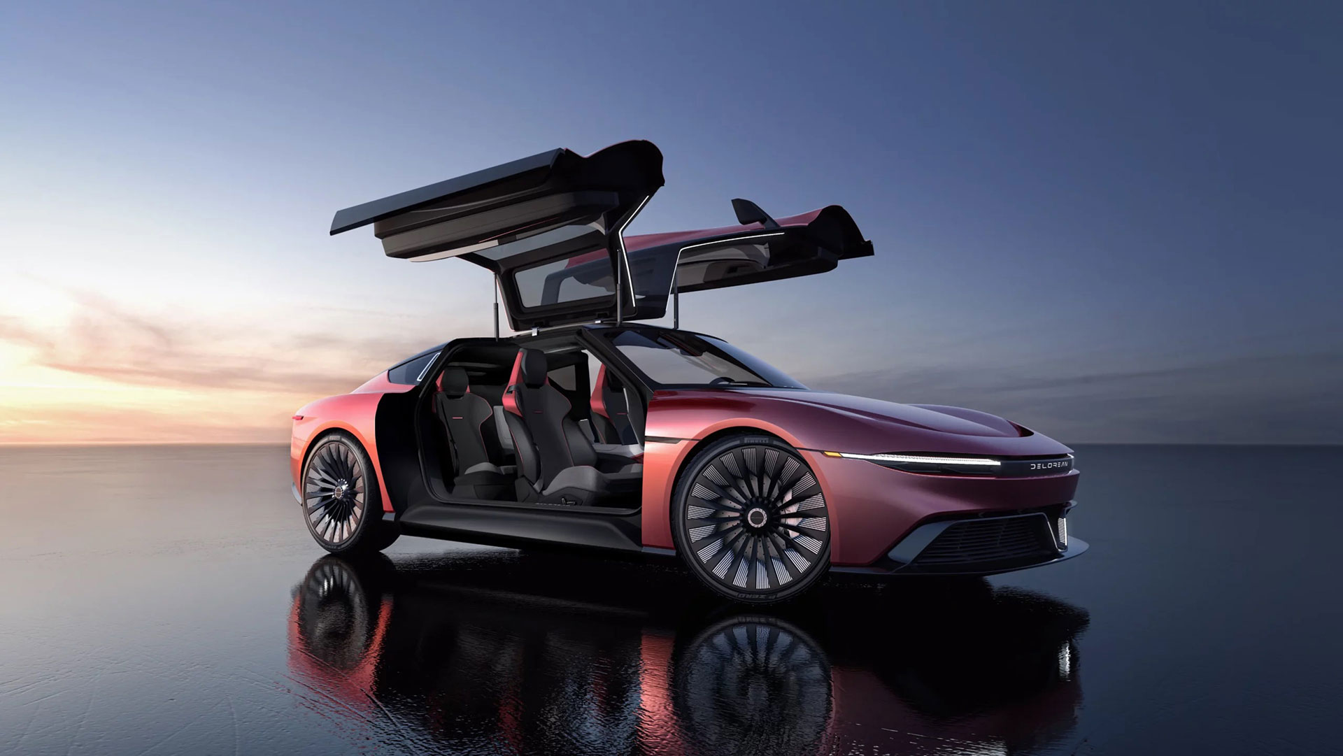 La future DeLorean électrique a d'immenses portes papillon pour bien
