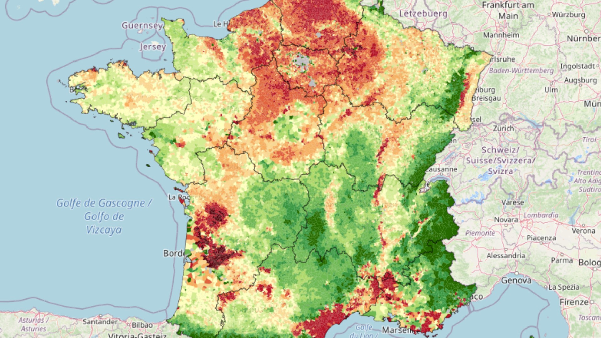 Cette carte montre le niveau de pesticides à côté de chez vous