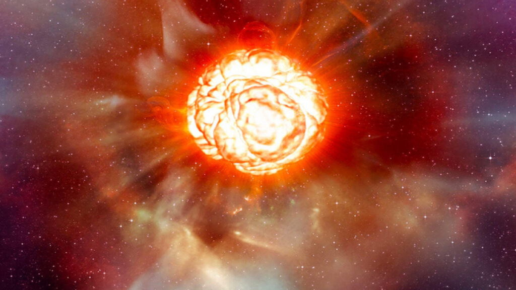 Vue d'artiste de la supernova de Bételgeuse