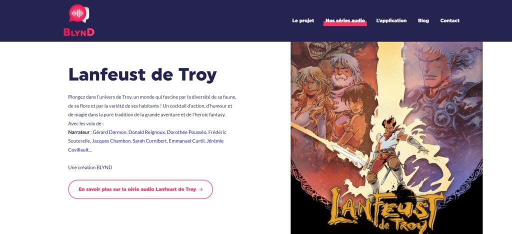 Capture d'écran de la série audio Lanfeust de Troy, réalisée par l'entreprise Blynd.</span> <span class=