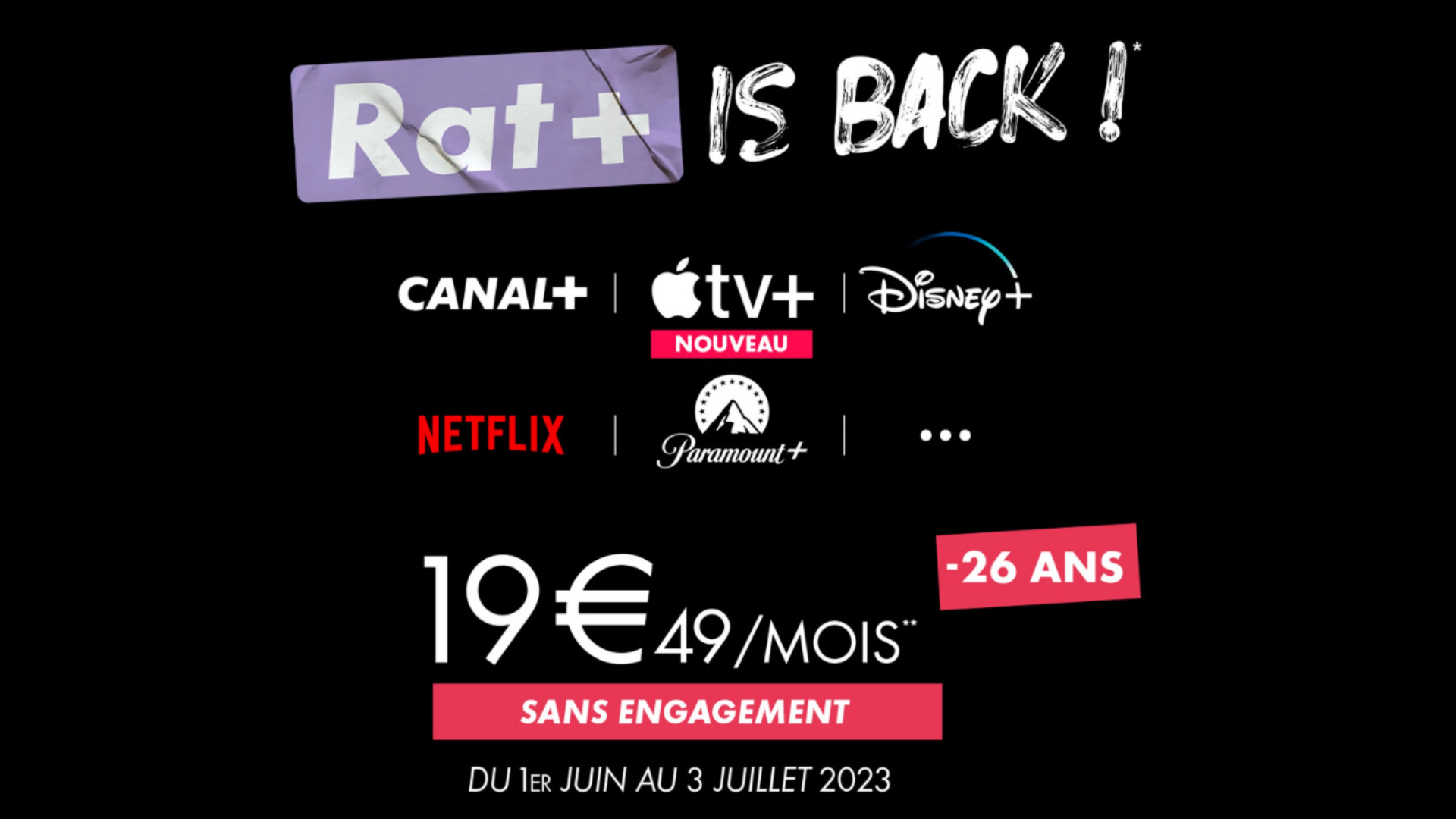 L'offre Rat+ de Canal+ fait son grand retour, avec Netflix, Disney, Paramount, Apple et OCS