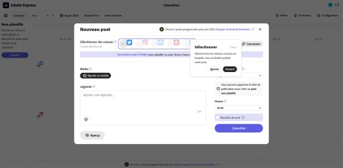 Adobe Express intègre un planificateur de contenus pour vos réseaux sociaux