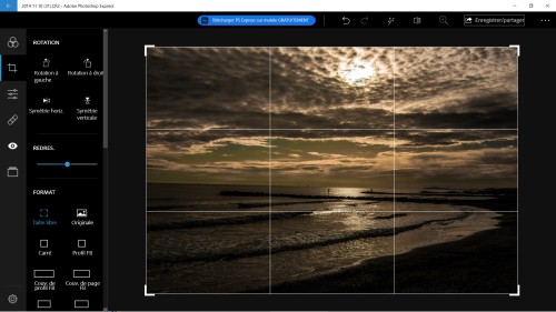 Outil recadrage d'Adobe Photoshop Express
