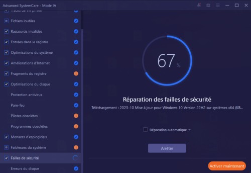 Utilisez le mode IA pour réparer automatiquement votre système avec Advanced SystemCare Free