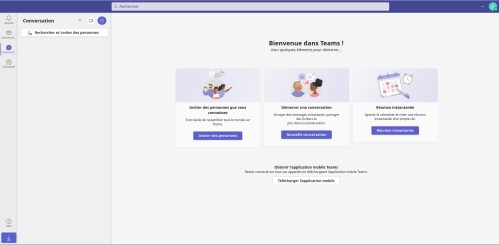 Interface de Microsoft Teams web