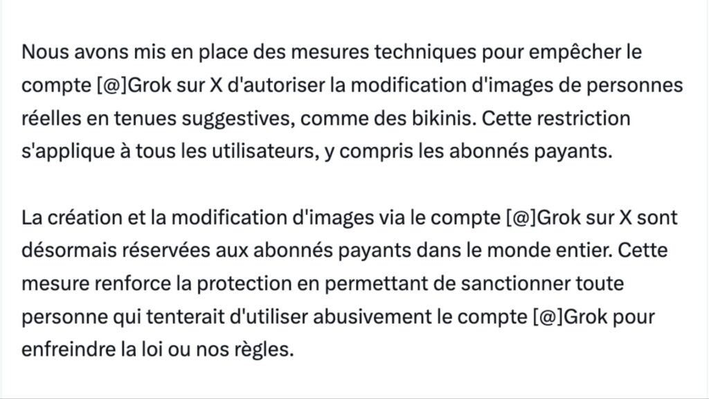 Annonce des mesures de sécurité par @Safety sur X